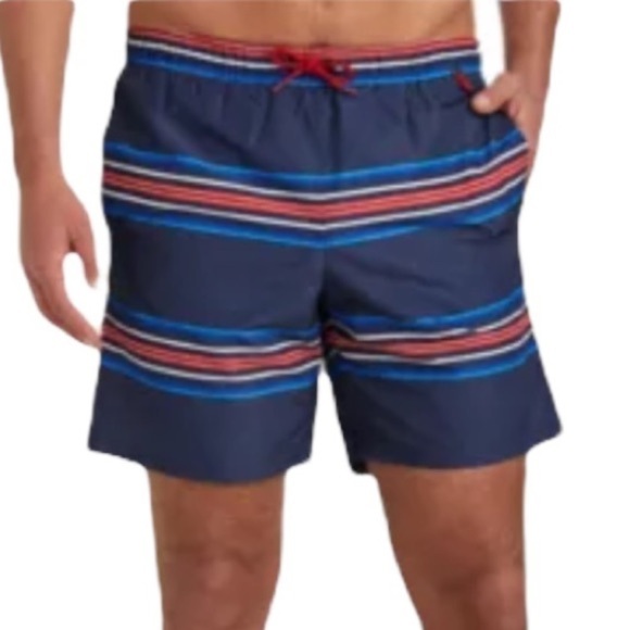Eddie Bauer Red, White And Blue Striped Tidal Swim Trunks - Picture 1 of 7